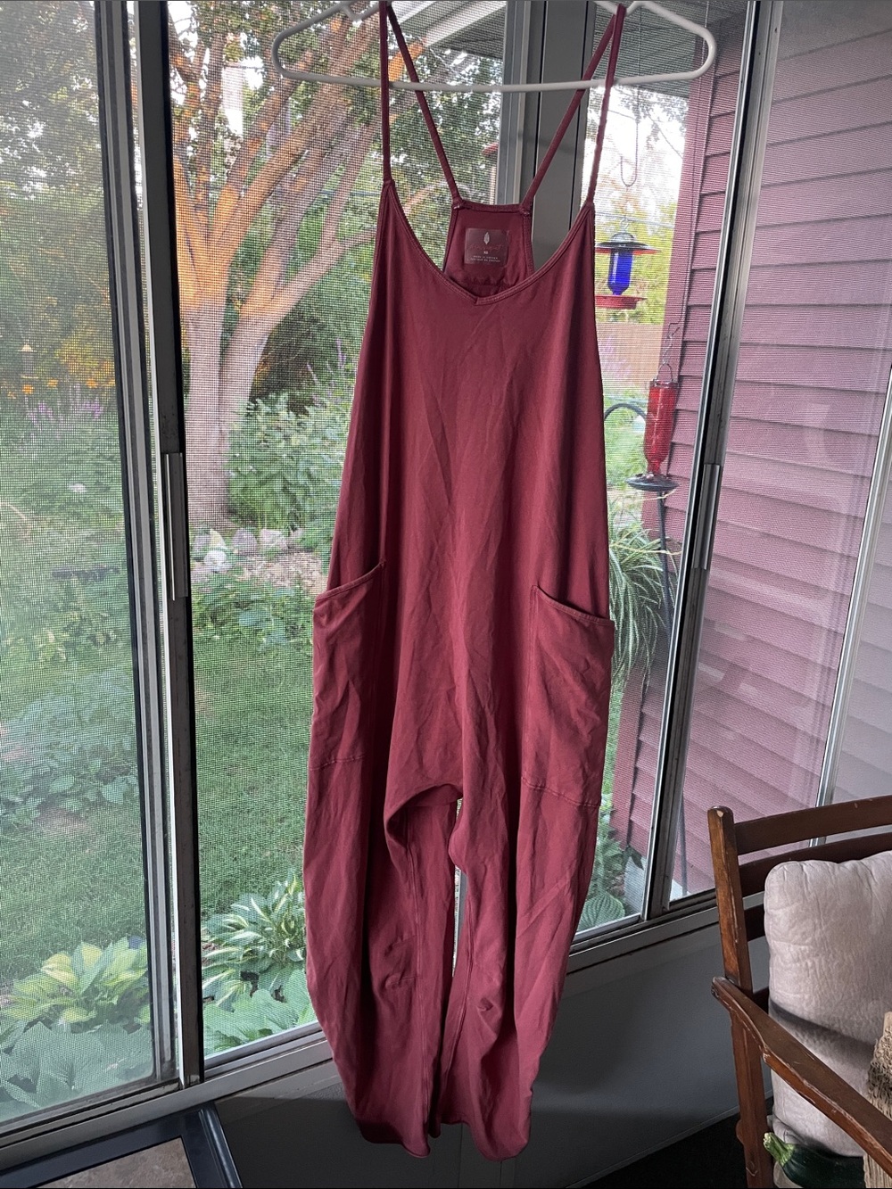 FP Movement by Free People Burgundy Wide-Leg Spaghetti-Strap Jumpsuit XS